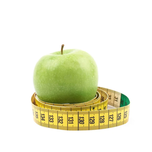 Jabłka, związany z taśma pomiarowa — Zdjęcie stockowe