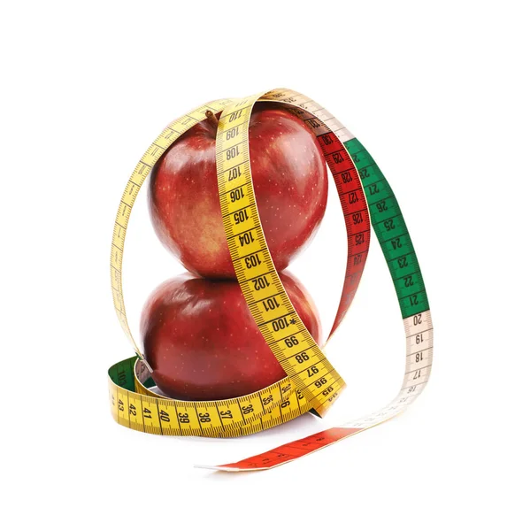 Twee rijpe rode appels, geïsoleerd — Stockfoto