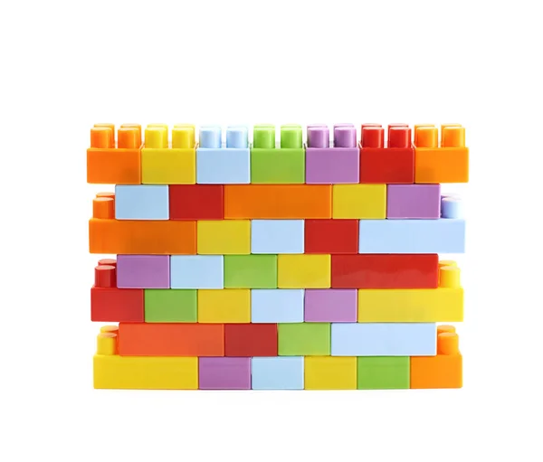 Wall made of toy bricks isolated — Stock Photo, Image