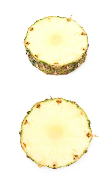 Cross-section pineapple slice isolated — Stock Photo, Image