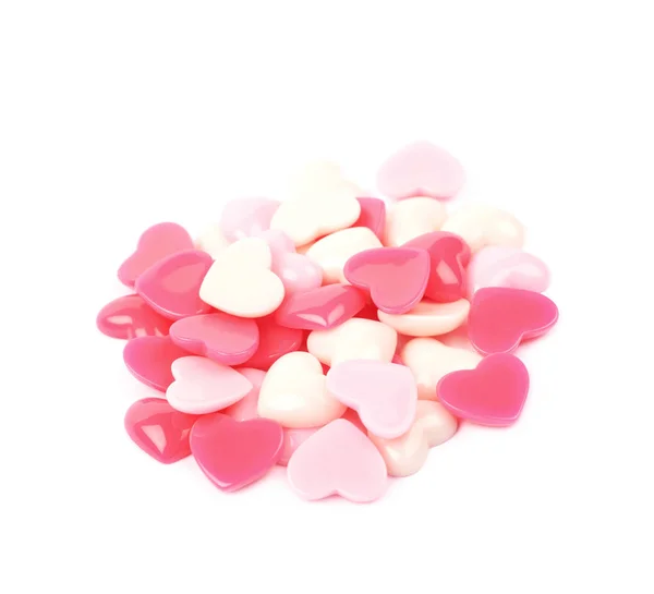 Kupie koraliki w kształcie serca, na białym tle — Zdjęcie stockowe