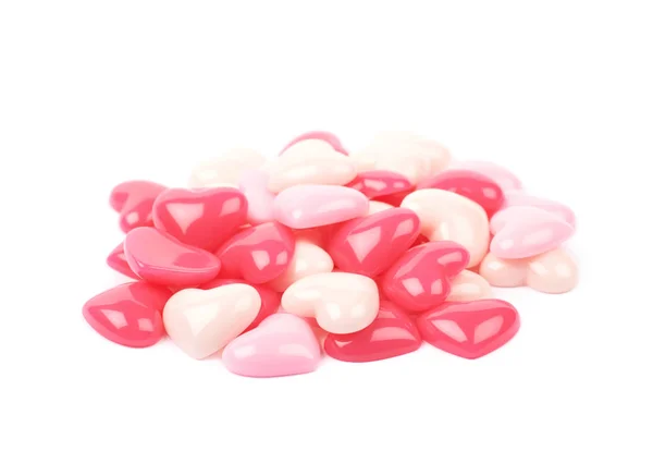 Pile of heart shaped beads isolated — Stock Photo, Image