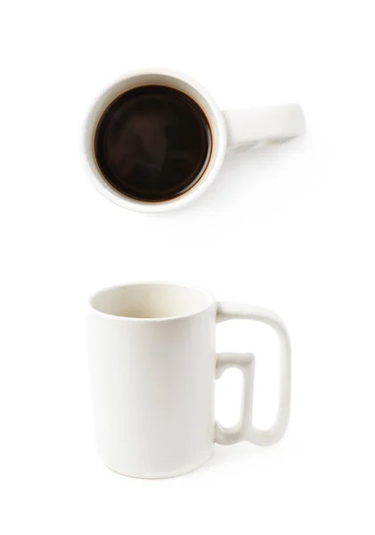 Белая керамическая чашка кофе изолированы — стоковое фото