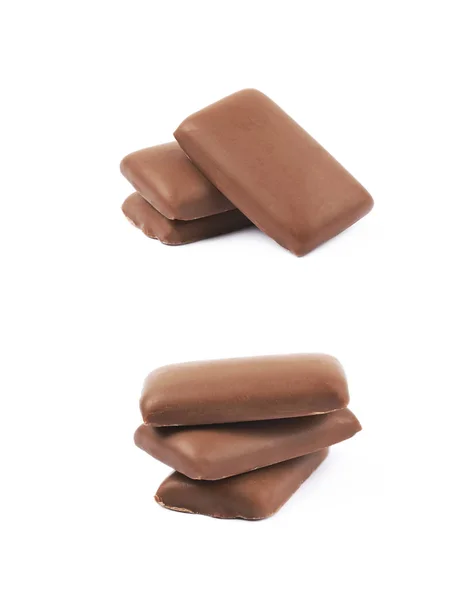 Chocolate plano caramelo aislado —  Fotos de Stock