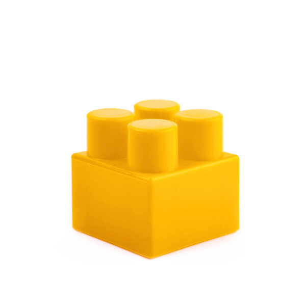 Single toy construction block isolated