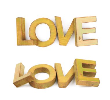 İzole ahşap harflerin kelime yapılmış