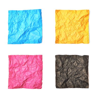 İzole buruşuk kağıt sayfaları kümesi