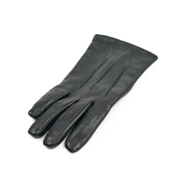 Enkele zwarte lederen handschoen geïsoleerd — Stockfoto
