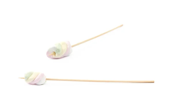 Einzelne Marshmallow-Bonbons auf einem Stock — Stockfoto