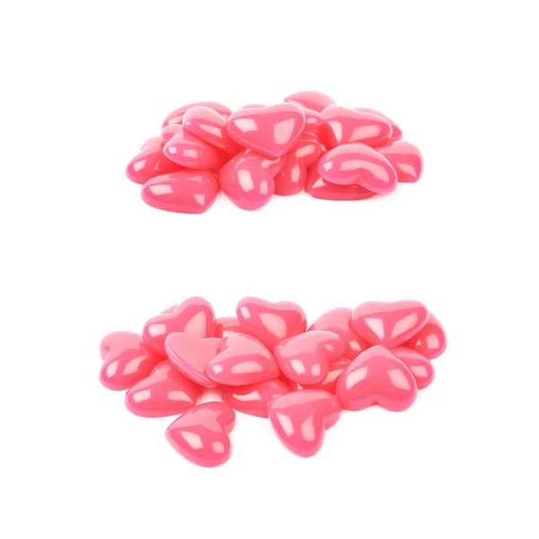 Pile of heart shaped beads isolated — Stock Photo, Image