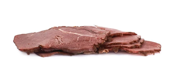 Kupie plastry mięsa szynka na białym tle — Zdjęcie stockowe