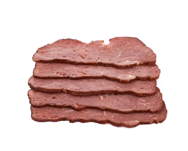 Mucchio di fette di carne di prosciutto isolato — Foto Stock