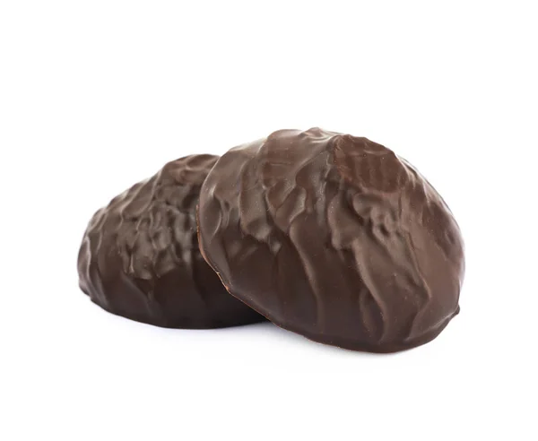 Zefir w czekoladzie na białym tle — Zdjęcie stockowe