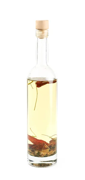 Glasflaska med olja som isolerade — Stockfoto