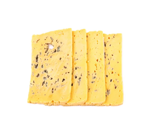 Fette multiple di formaggio giallo isolate — Foto Stock