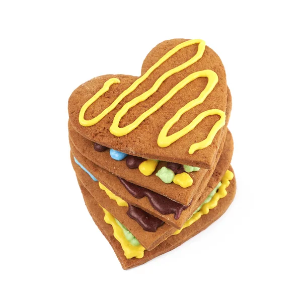 Biscoito em forma de coração isolado — Fotografia de Stock