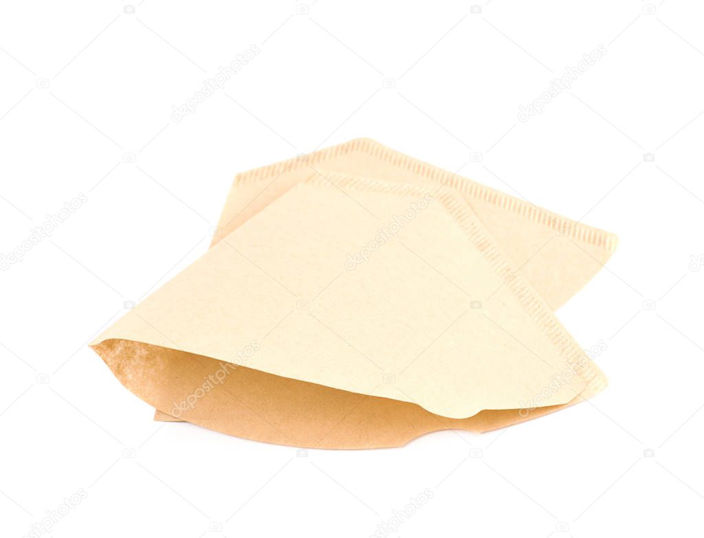 Two paper coffee filters isolated