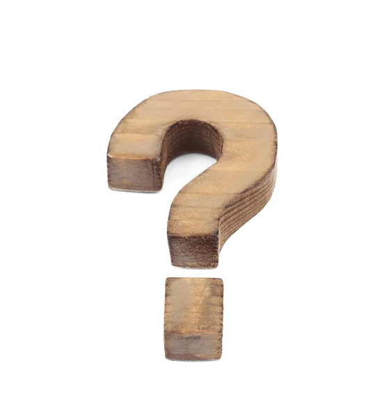 Wooden question mark isolated — Stock Photo, Image