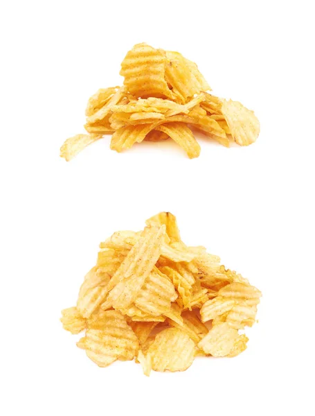 Pile of potato chips isolated — Stock Photo, Image