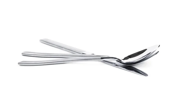 Coltello, forchetta e cucchiaio composizione isolata — Foto Stock
