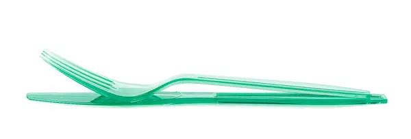 Plastová vidlička a nůž složení — Stock fotografie