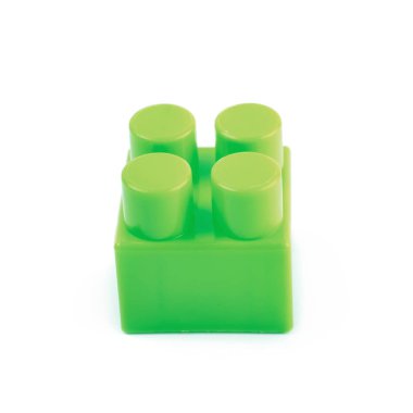 İzole tek oyuncak inşaat bloğu