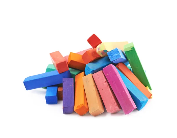 Pile of colorful pastel crayon chalks isolated — Stock Photo, Image