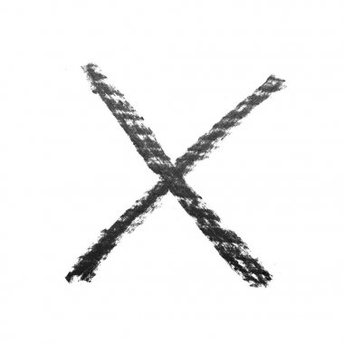 Elle çizilmiş X işareti izole