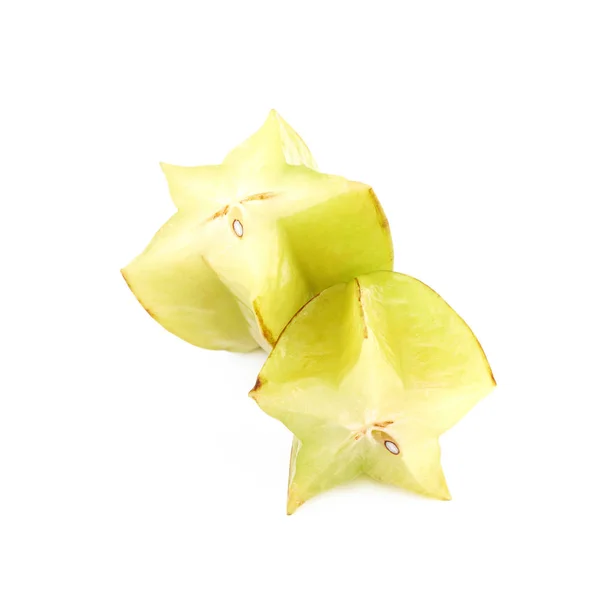 Frutas de carambola cortadas isoladas — Fotografia de Stock