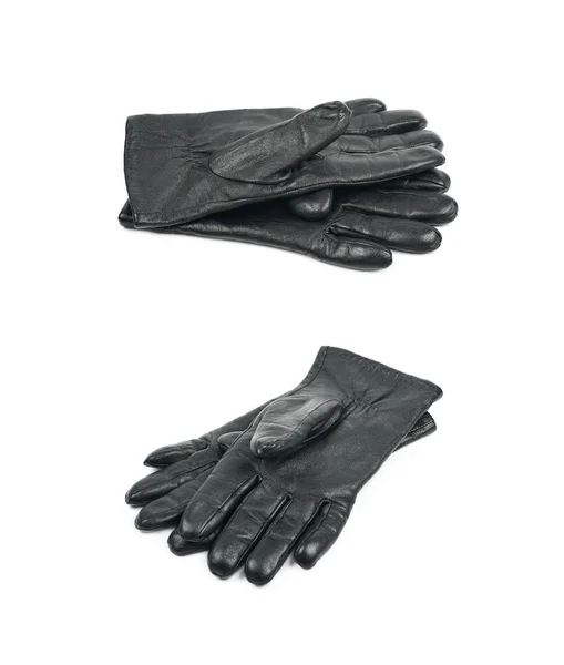 Par de guantes de cuero negro aislados — Foto de Stock
