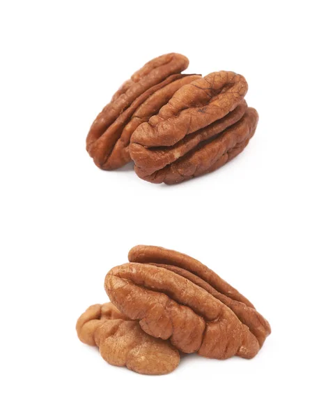 Два пекан горіхи ізольовані — стокове фото
