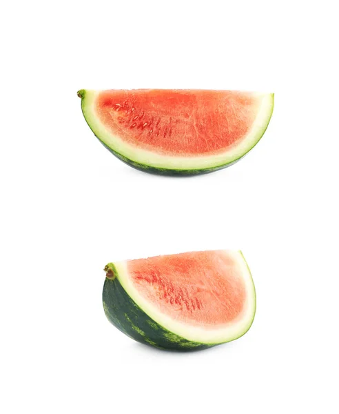 Einzelne Wassermelonenscheibe isoliert — Stockfoto