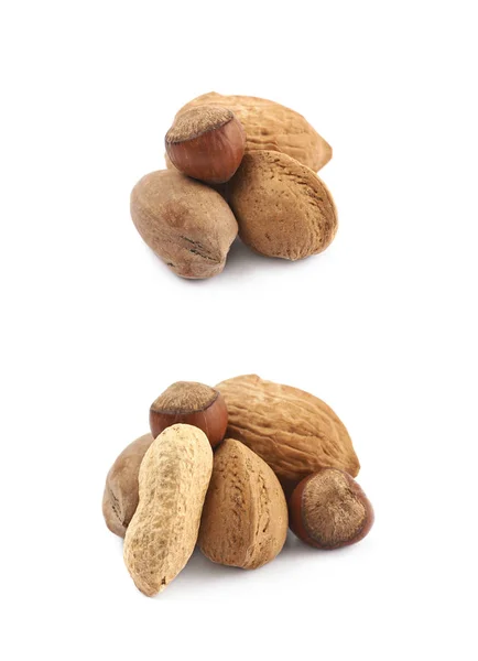 Pile of multiple kind of nuts isolated — Stock Photo, Image