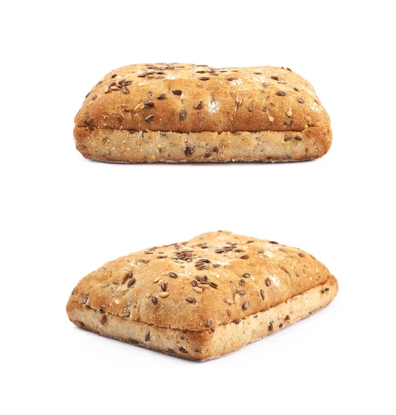 Vierkante Hamburger brood geïsoleerd — Stockfoto