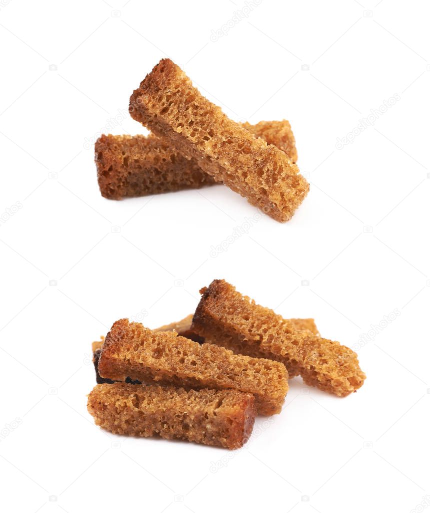 Pile of bread croutons