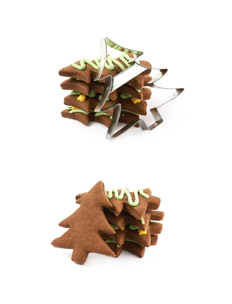 分離されたクリスマス ツリーの形をしたクッキー — ストック写真