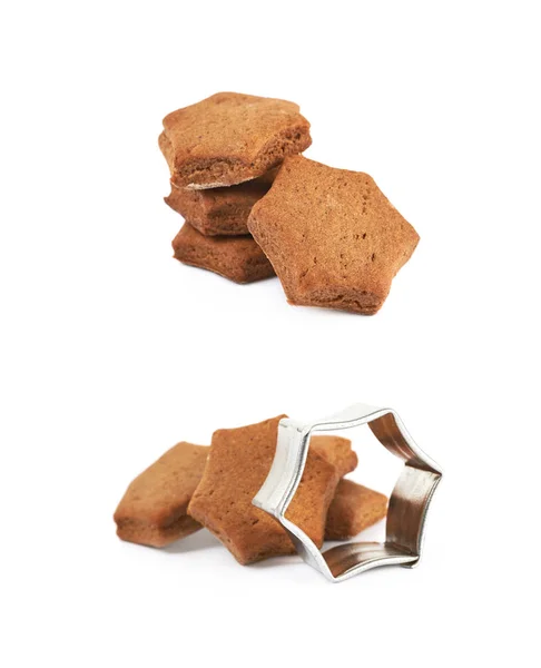 Świeże pieczone ciasteczka imbir na białym tle — Zdjęcie stockowe