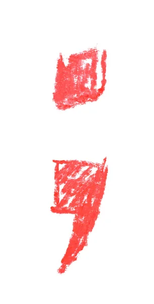 Symbole de point-virgule dessiné à la main isolé — Photo