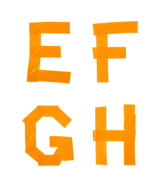 Символы букв из изоляционной ленты
