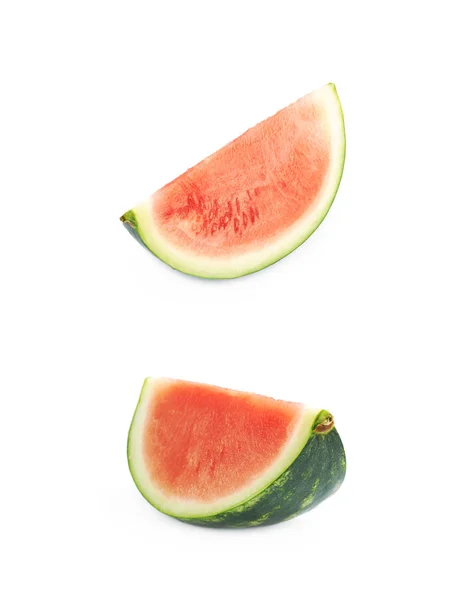 Einzelne Wassermelonenscheibe isoliert — Stockfoto