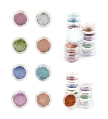 Yuvarlak payet kutuları izole yığını