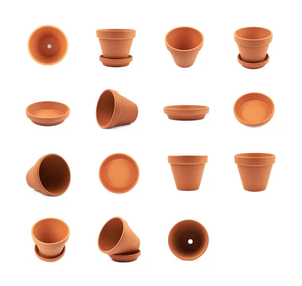 Vuoto vaso di fiori in ceramica isolato — Foto Stock