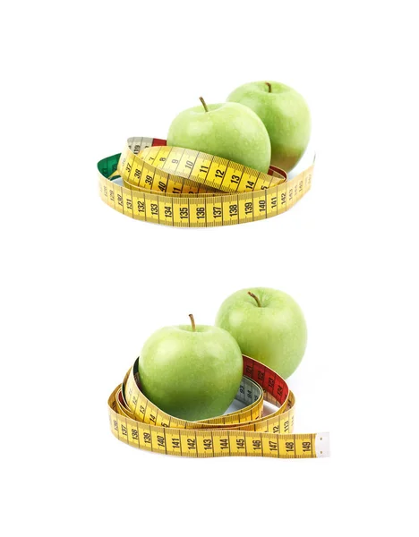 測定テープと結ばれるりんご — ストック写真