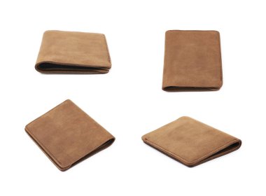 İzole düz deri cüzdan