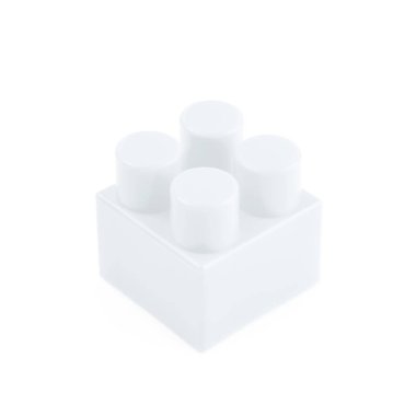 İzole tek oyuncak inşaat bloğu