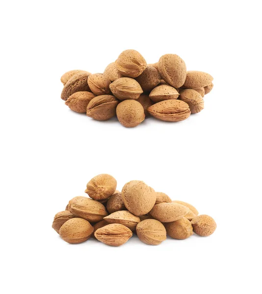 Stapel van amandel noten geïsoleerd — Stockfoto