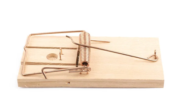 分離された木製のネズミ捕り装置 — ストック写真