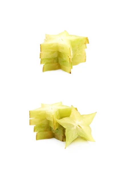 절연 슬라이스 carambola 과일의 더미 — 스톡 사진