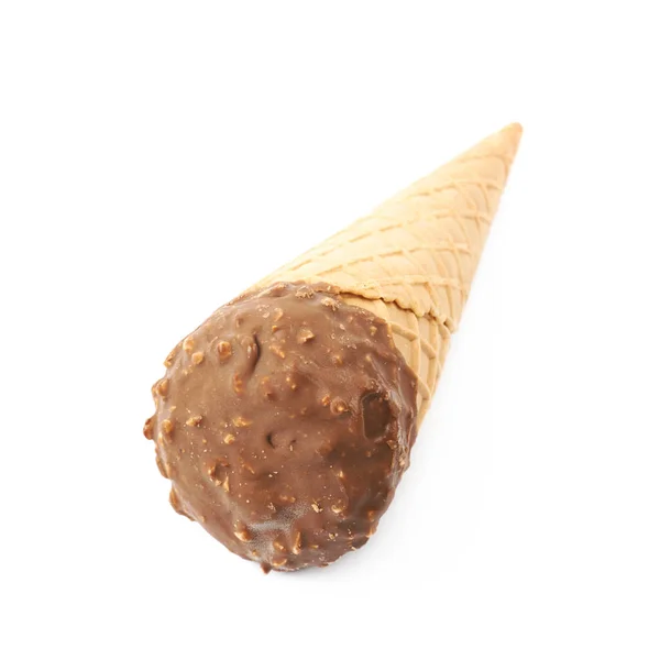 Cone de waffle de sorvete isolado — Fotografia de Stock