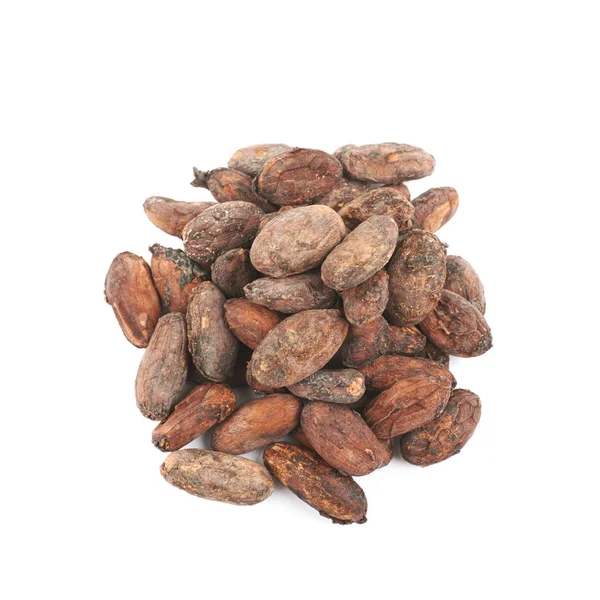 Pile of cocoa beans isolated — Stock Photo, Image